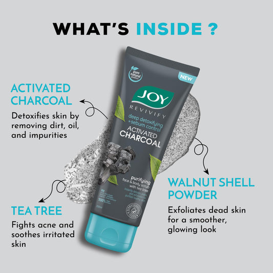 Joy Exfoliating Charcoal Face Scrub for Men & Women (200gm)