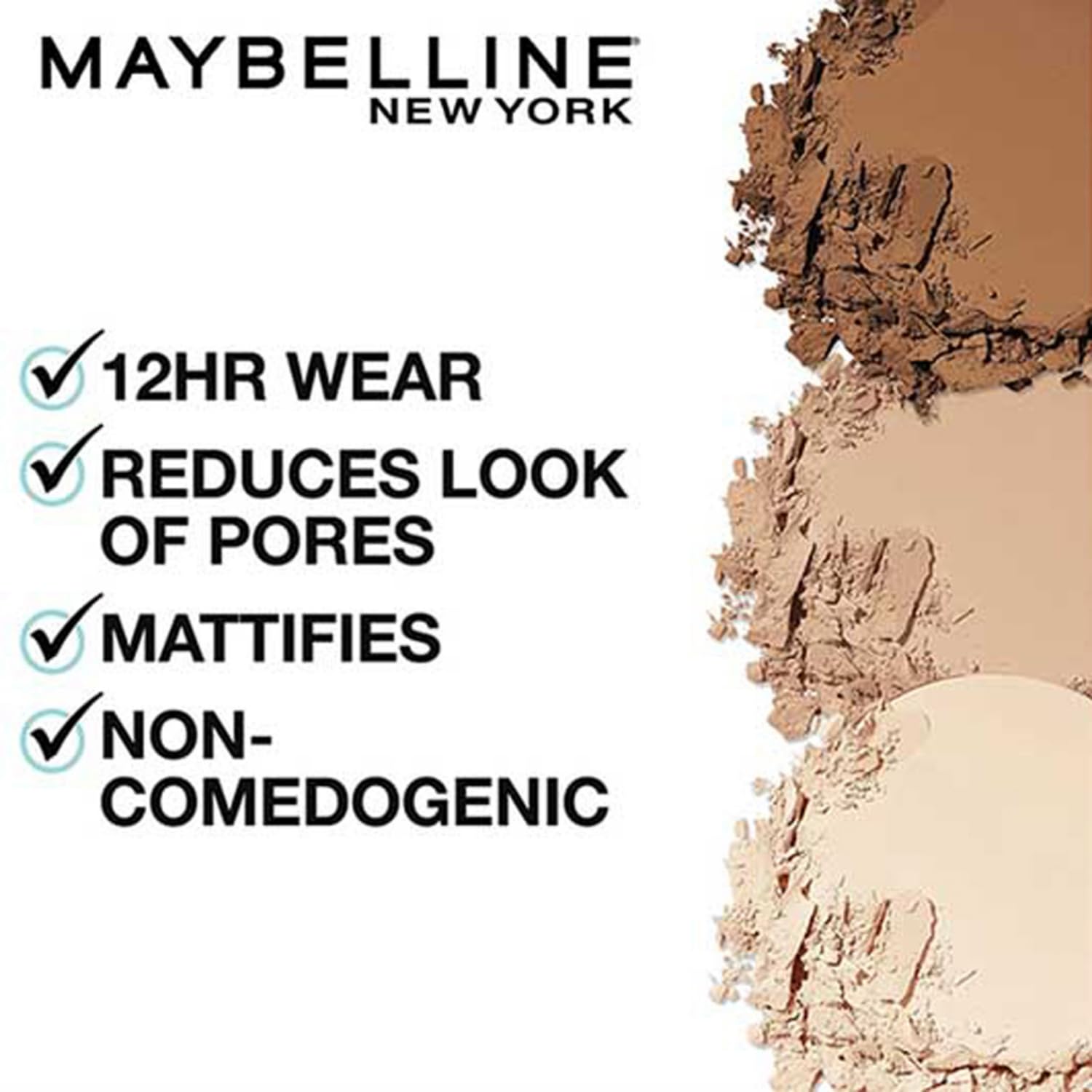 Maybelline New York Fit Me Matte Poreless Pressed Face Powder. Natural, poreless finish with long-lasting shine control, Pressed Powder that absorbs oil to mattify skin - Classic Ivory | 8.5gm