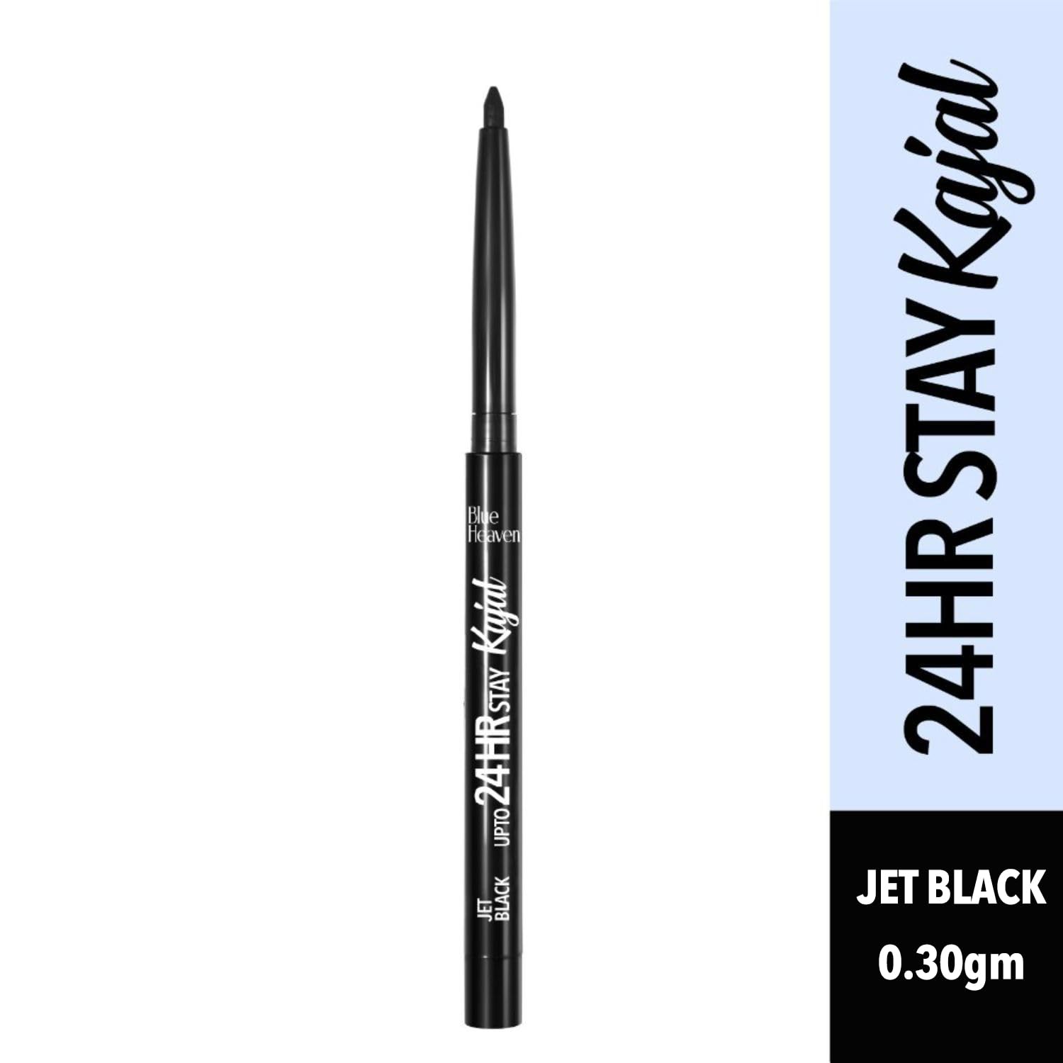 Blue Heaven 24HR Stay Kajal | Jet Black for Women | Smudge Proof Long Lasting | Eye Makeup Kajal Pencil | 0.30g