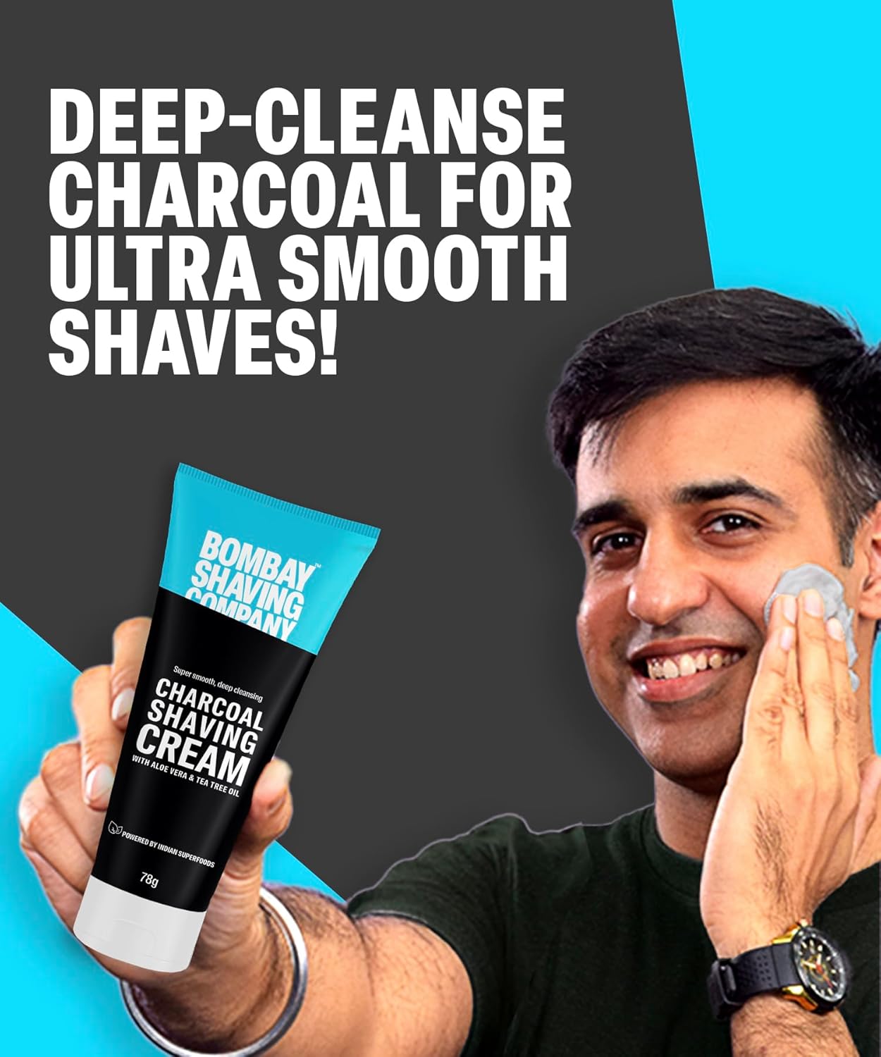 Bombay Shaving Company Charcoal Shaving Cream – 78g, Black