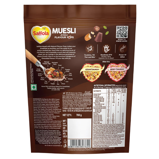 Saffola Muesli Choco Crunch with Flavour Pops, 700 gm |