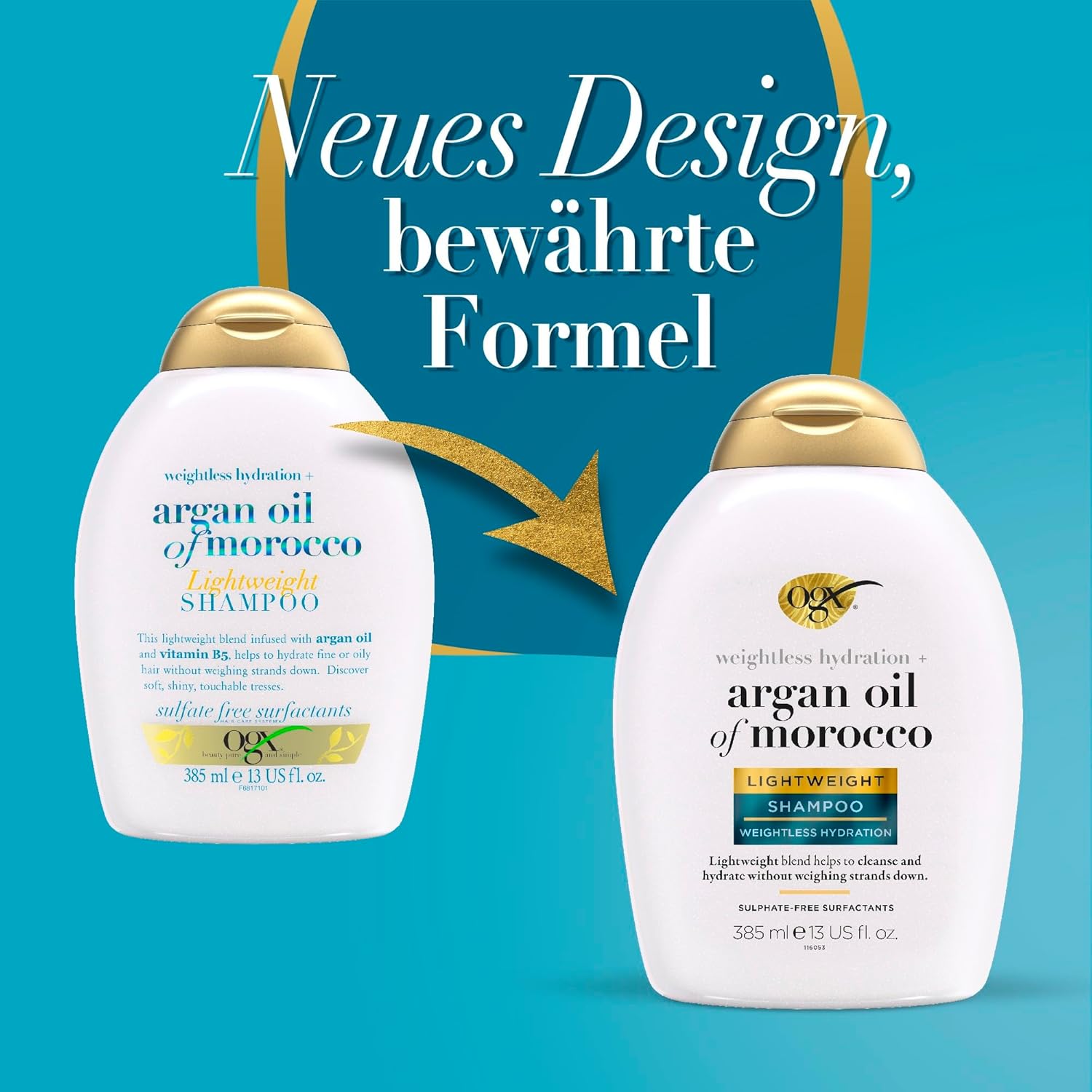 OGX Argan Oil of Morocco Lightweight Shampoo, Sulfate Free, 385 ml