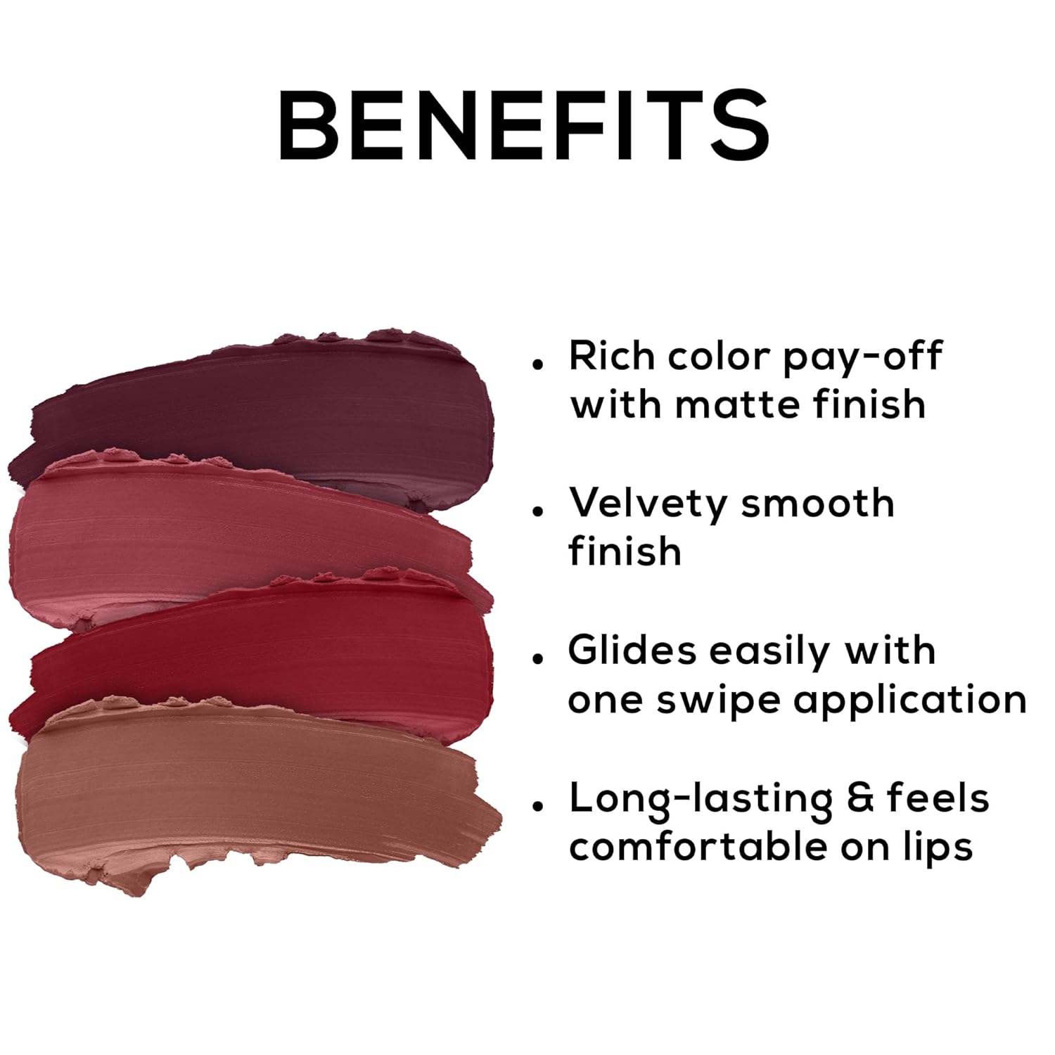 RENEE Very Matte - Pack of 4 Matte Lipsticks, Intense Color Pay Off, Full Coverage Long Lasting Weightless Velvety