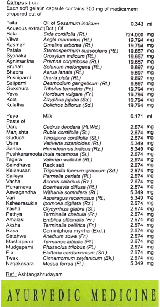 AVN AYURVEDA DHANWANTARAM (101) SOFT GEL CAPSULES – 120 NOS For Neuro-muscular disorders