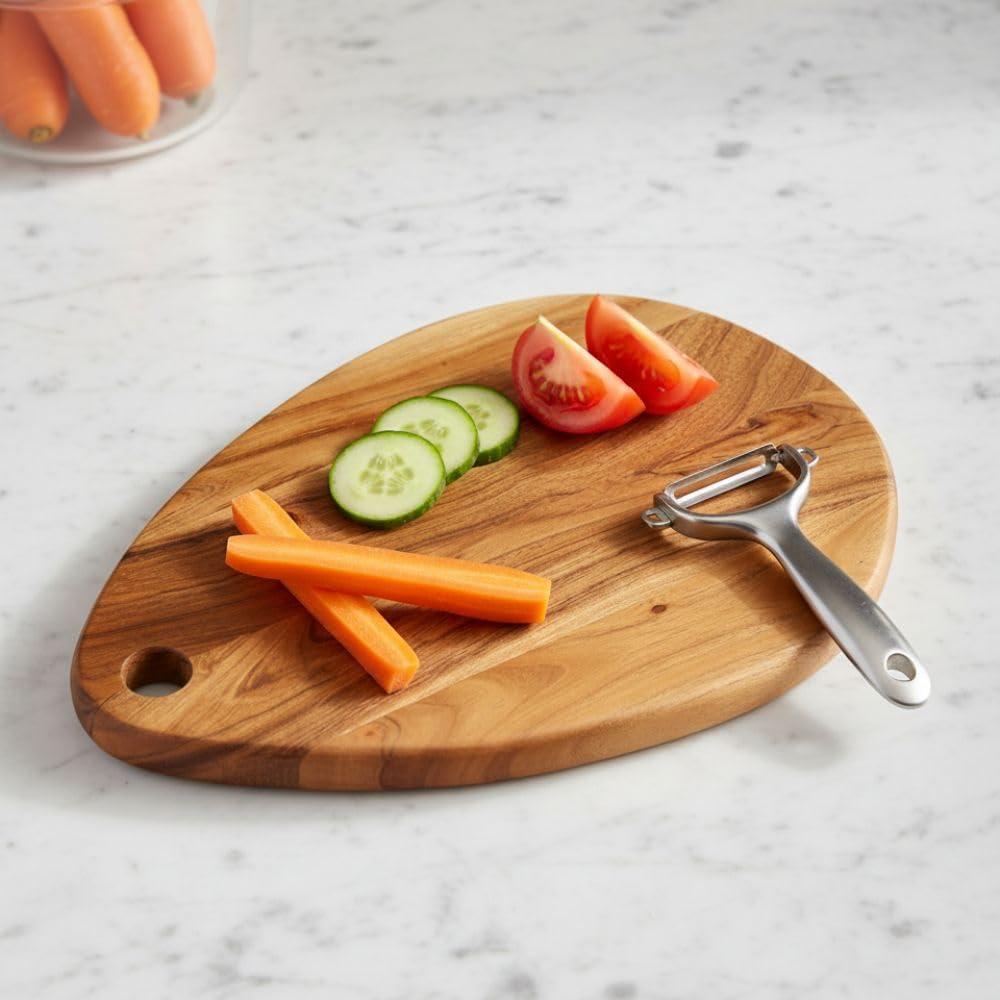 Decorlay Acacia Wood Chopping Board Oval Shape | Multipurpose Cutting & Serving Board for Vegetables, Fruits, Meat, Cheese & Bread | Brown