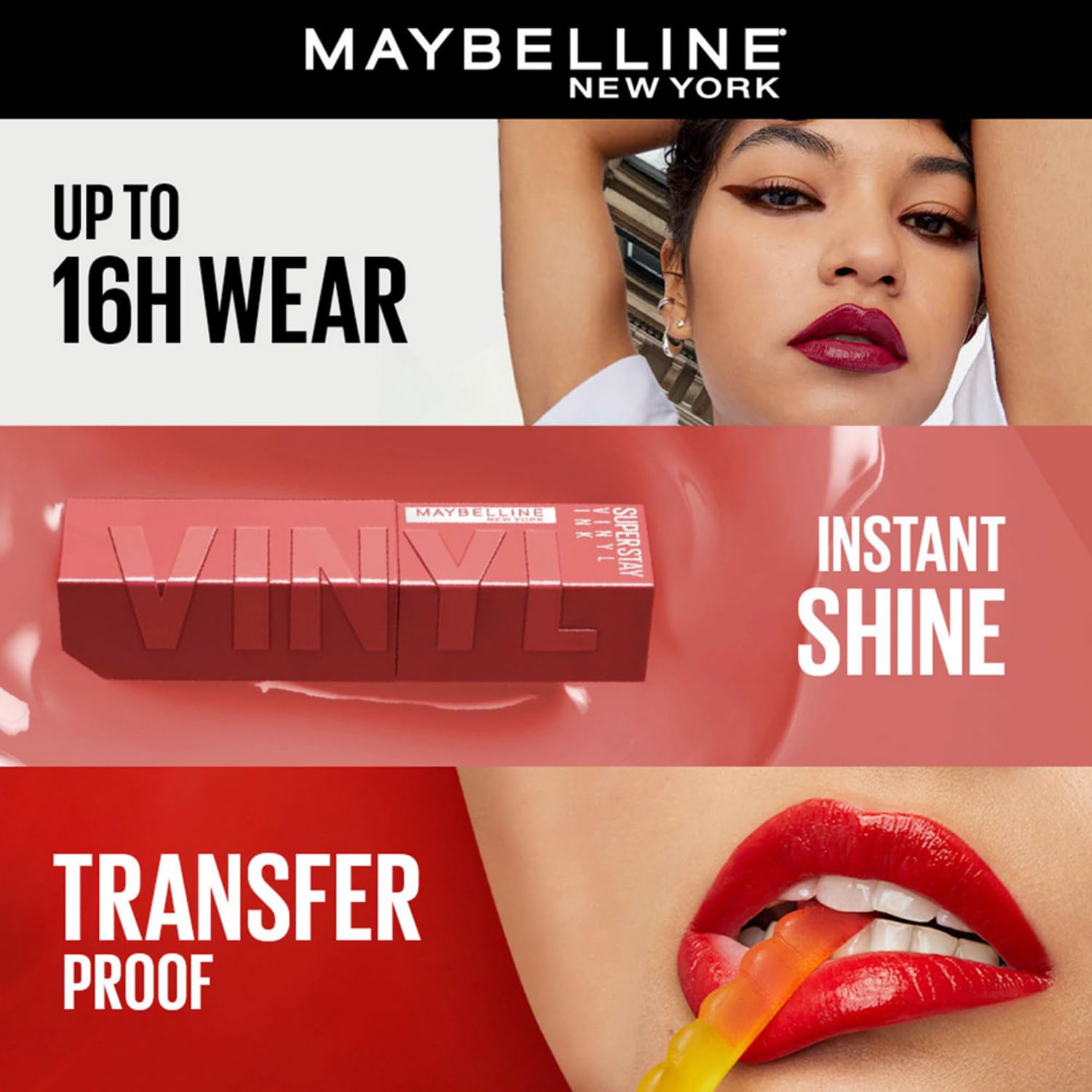 Maybelline New York Superstay Vinyl Ink Liquid High-Glossy Lipstick - Witty, Instant Shine & Transfer Proof. Superstay Vinyl Ink Lipstick Last Up To 16Hr, Enriched With Vitamin E & Aloe | 4.2Ml