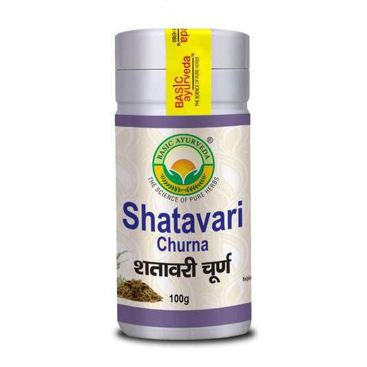 Basic Ayurveda Shatavari Churna 100g For sound sleep and migraine, night fall, premature ejaculation