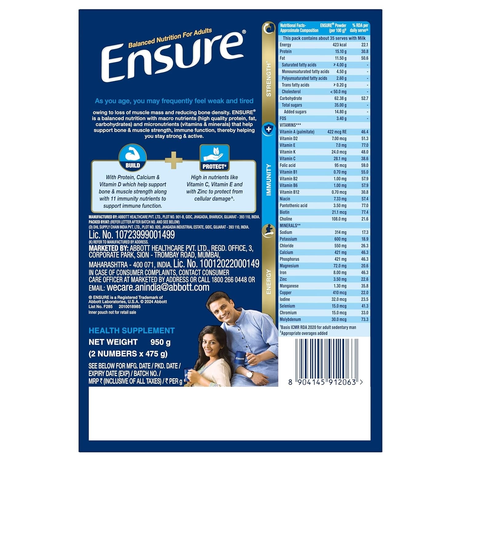 Ensure Vanilla Care Nutrition 950gm Pack of 1