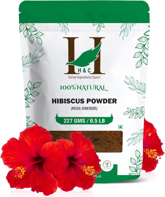 H&C Herbal Ingredients Expert 100% Natural Hibiscus Powder – 227g for For Face Pack & Hair Growth
