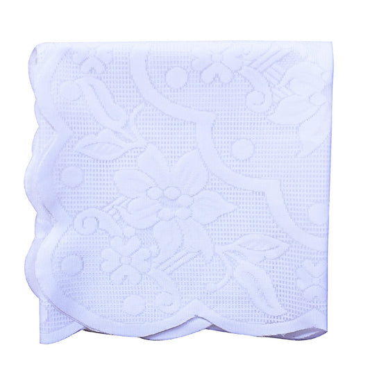 Rectangular Dining Table Cover|Poly Cotton Stain-Resistant Floral Pattern|Net Tablecloth Protector for Home Decoration, 60X90 Inch (White)