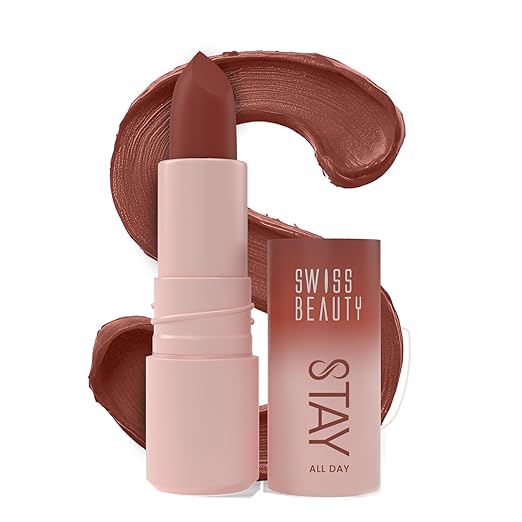 Swiss Beauty Stay All Day Lipstick | 12-Hour Stay | Transfer-Proof | Matte Finish | With Vitamin E & Shea Butter | Shade- 9. Quirky