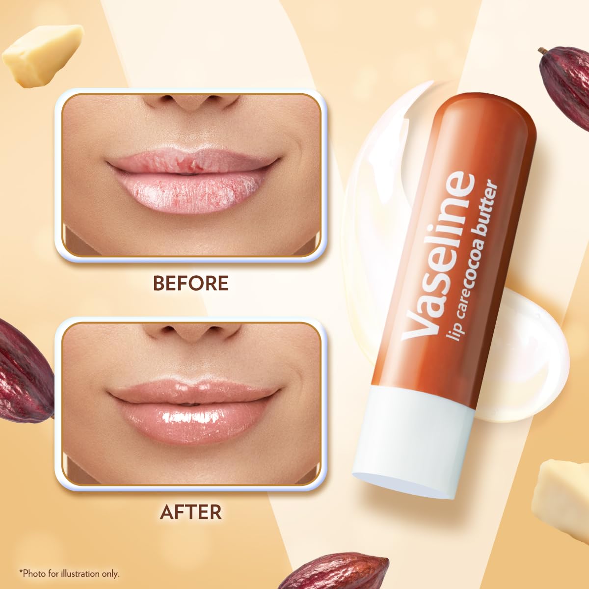 Vaseline Lip Care | Cocoa Butter Lip Balm Stick | up to 48Hr moisturization | with cocoa & shea butter | made in South Korea | 4.8g