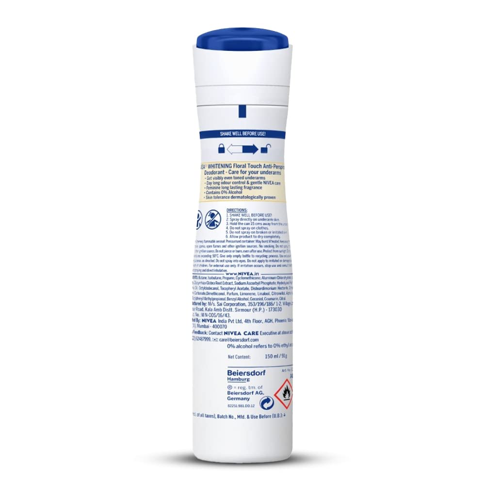 NIVEA Deodorant, Whitening Floral for Women, 150ml
