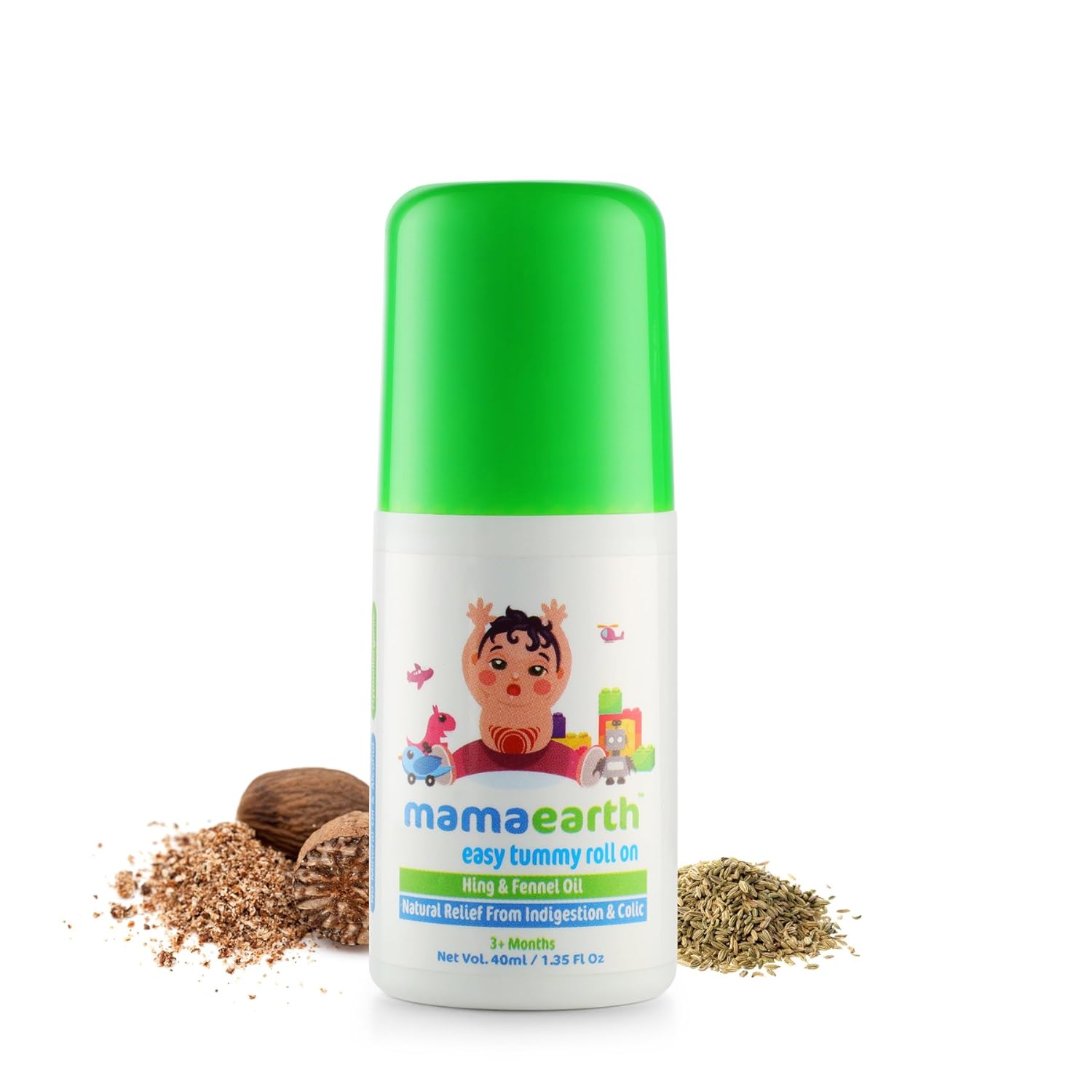 Mamaearth Easy Tummy Roll On for Colic & Gas Relief with Hing & Fennel Oil 40ml
