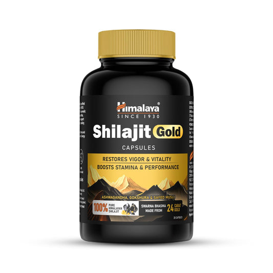 Himalaya Shilajit/Shilajeet Gold Capsules | 100% Pure Himalayan Shilajit + 24 Carat Gold | 20 Capsules