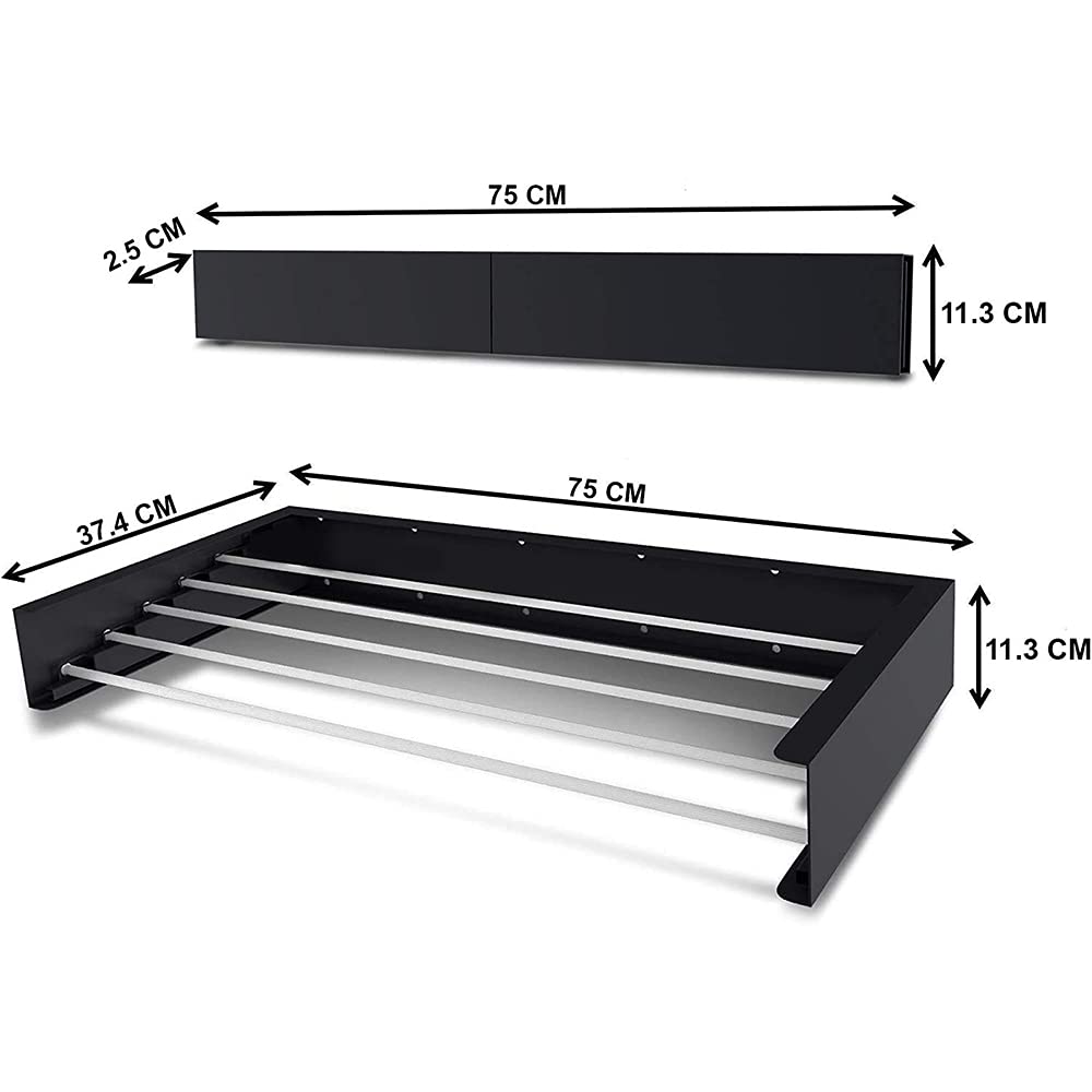 Primelife Wall Mounted Cloth Stand Stainless Steel Home, Indoor and Outdoor Use Wall Mount Cloth Stand - Black (Wall Mount)
