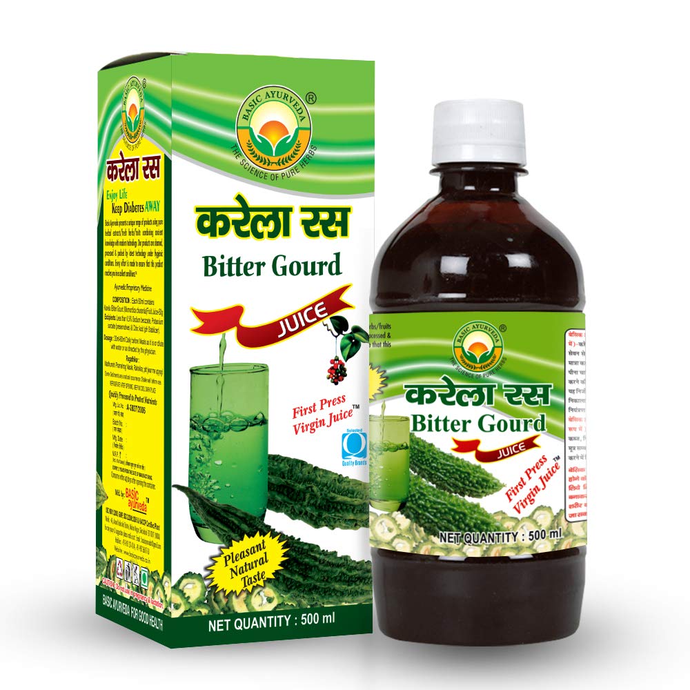 Basic Ayurveda Bitter Gourd Juice 500 ml For Immunity and Digestion, blood sugar levels and bad cholesterol levels.