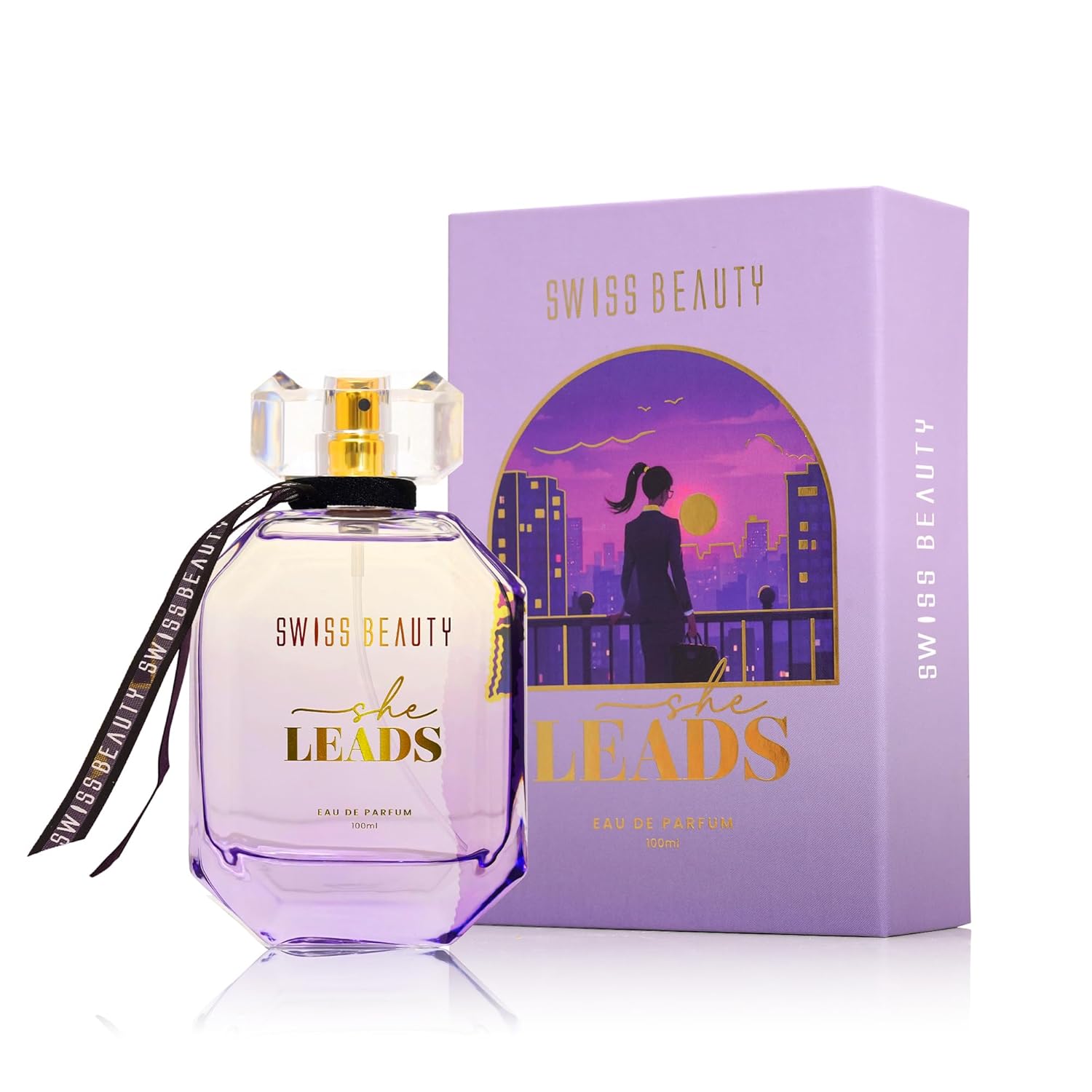 Swiss Beauty She Leads EDP, 100ml | Long-Lasting | Ideal For Gifting | Everyday Wear | Top Note: Elemi | Middle Note: Violet Flower | Base Note: Musk