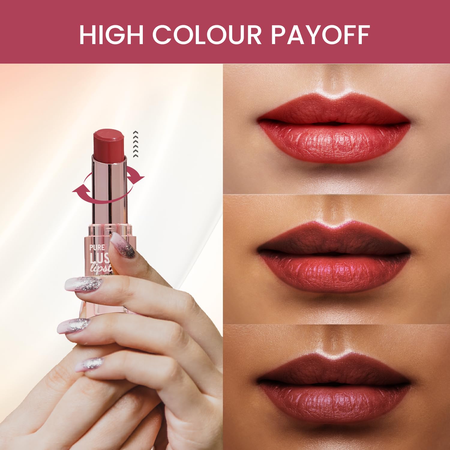 Swiss Beauty Pure Lustre Lipstick | High Shine Finish | Smooth Glide | With Olive Oil & Vitamin E | Hydrating | Shade- Lovin' Raisins, 3.8gm