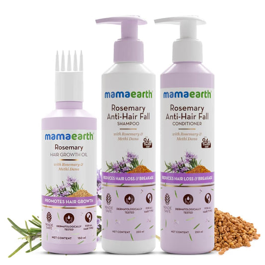 Mamaearth Rosemary Hair Fall Control Kit - 150ml + 250ml + 250ml