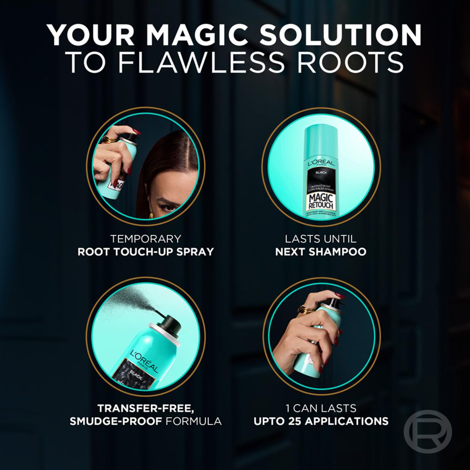LOreal Paris Magic Retouch Instant Root Concealer Spray - Black - 75 ml
