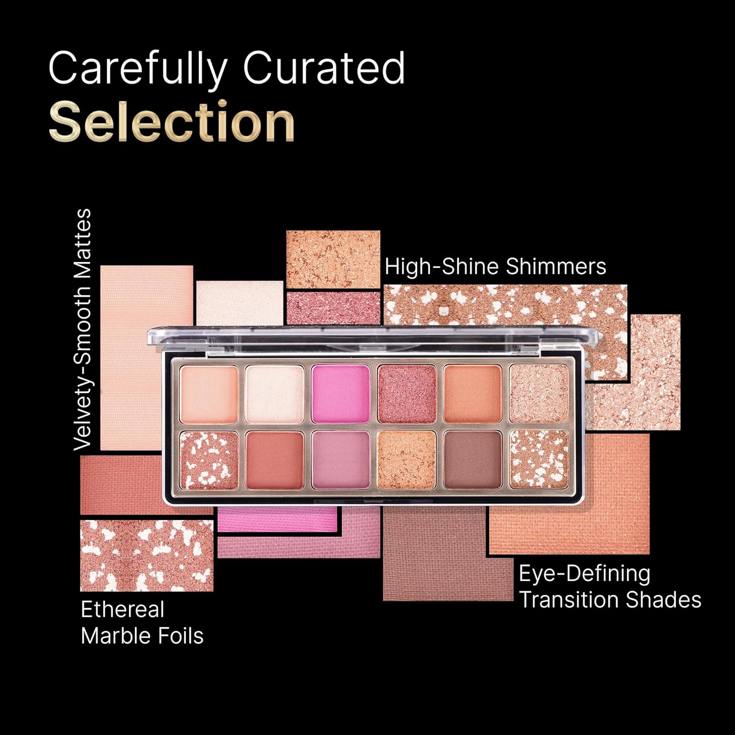Swiss Beauty Select 12 shades Eyeshadow Palette | Mattes + Shimmers + Metallics | Shade - Fast Nights, 10gm |