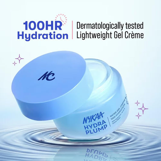 Nykaa Skin Hydra Plump Water Gel Creme Moisturiser, 100Hr Hydration, for Normal, Dry & Combination Skin, 50ml