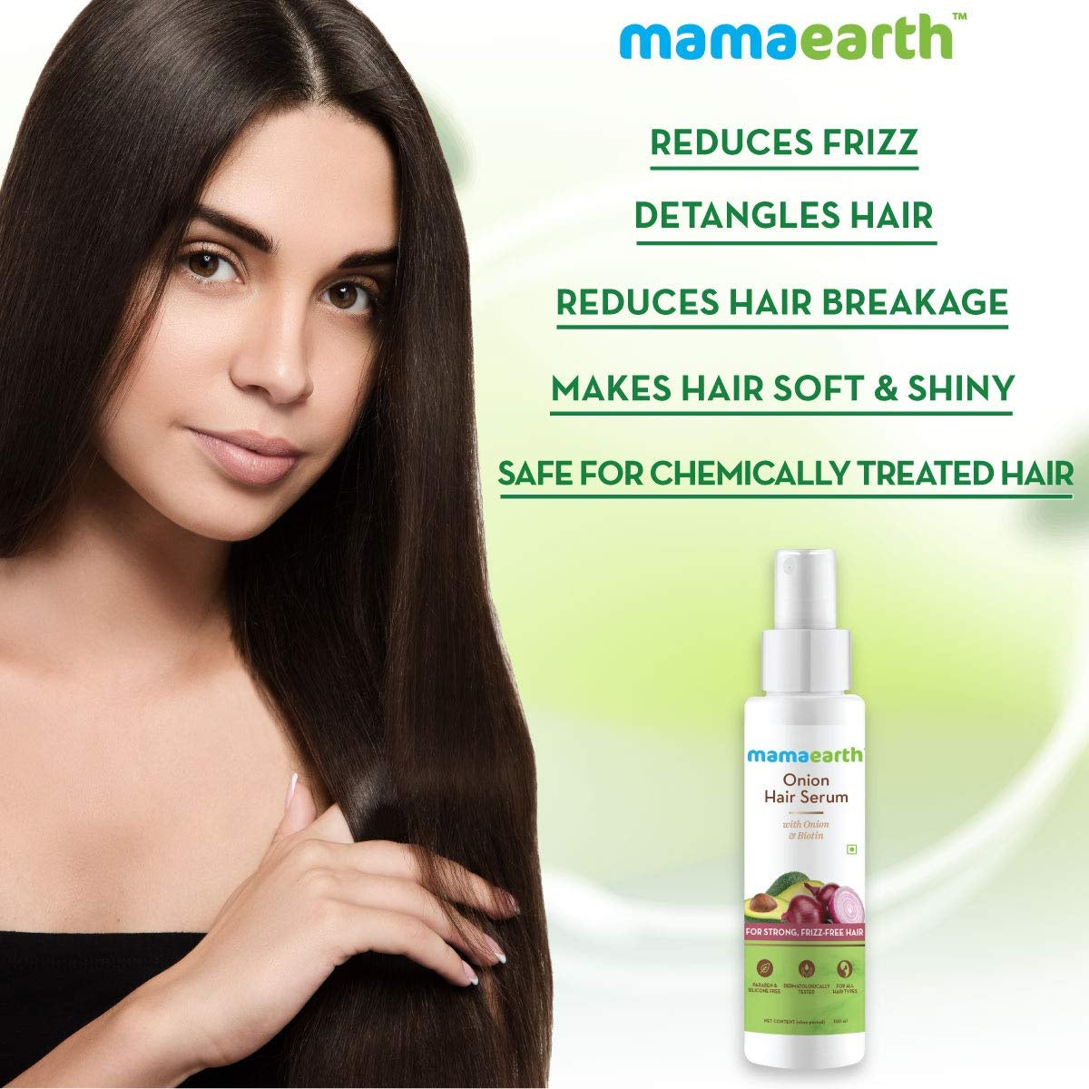 Mamaearth Onion Hair Serum with Biotin | Frizz-Free Hair | 100 ml