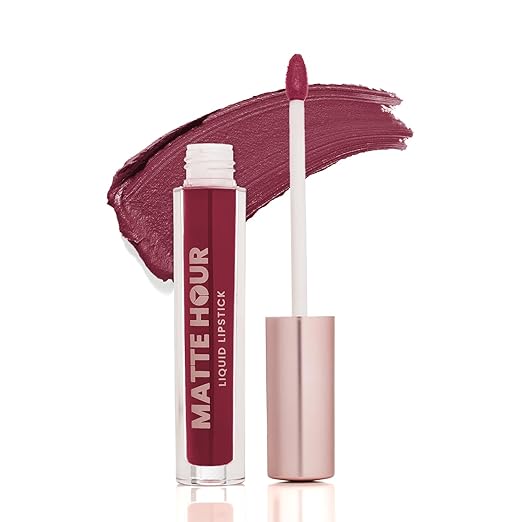 Swiss Beauty Matte Hour Liquid Lipstick | Non-Transfer Formula | Highly Pigmented | Up To 10-Hour Wear | Waterproof & Smudge-Proof | Enriched with Vitamin | Shade-14. Mulled Merlot, 4.2ml