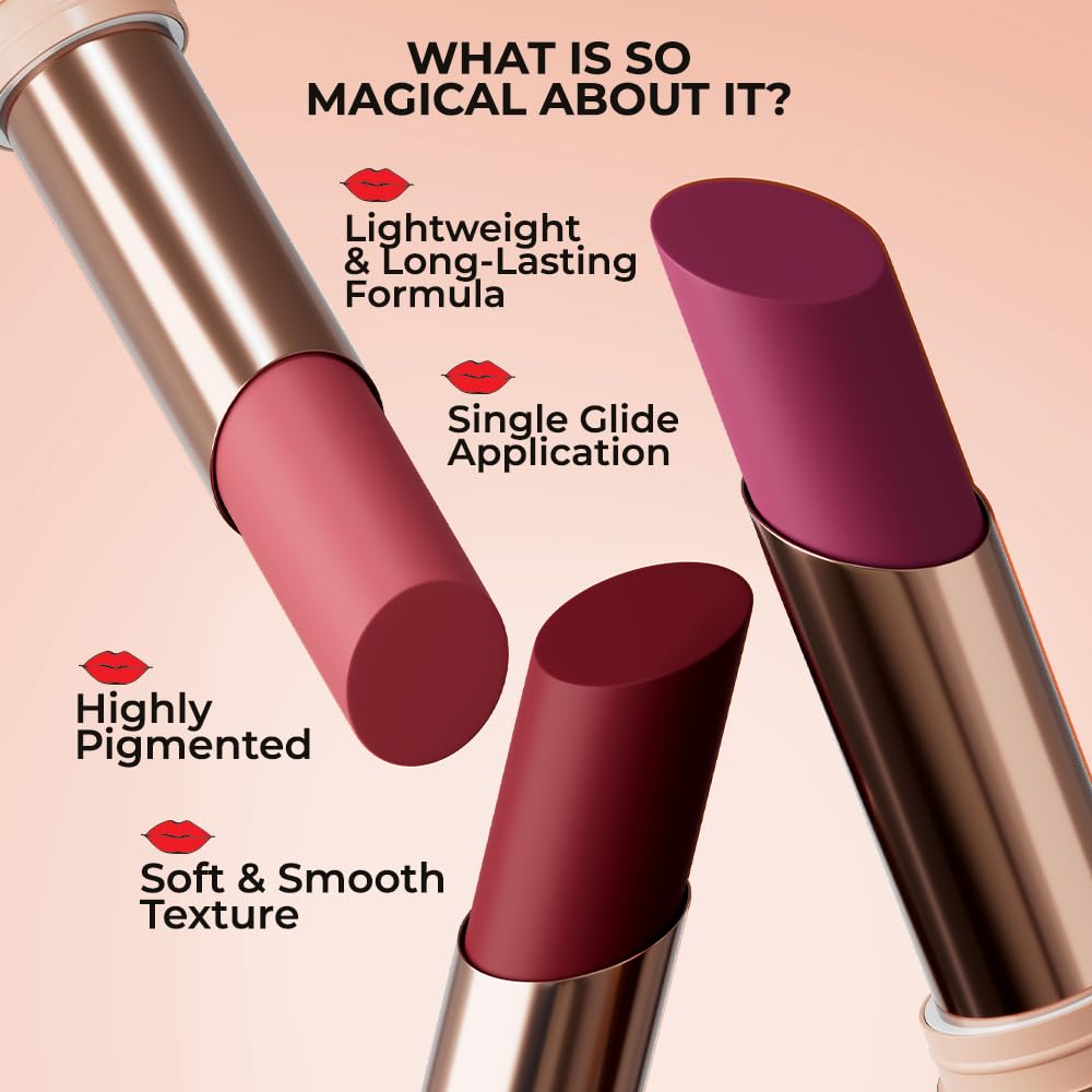 Colorbar Kissproof Lipstick | First Date Brown | Lightweight Matte Texture | Long-Lasting Vegan Lip Color | Paraben, Mineral Oil, Sulphate & Cruelty Free | 3.7 g