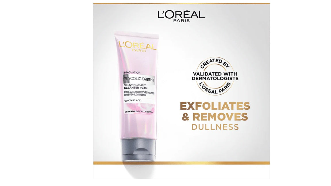 LOreal Paris Glycolic Acid Glowing And Protecting CSMS (Cleanser, Serum, Moisturizer, Sunscreen) Regime Kit - kit