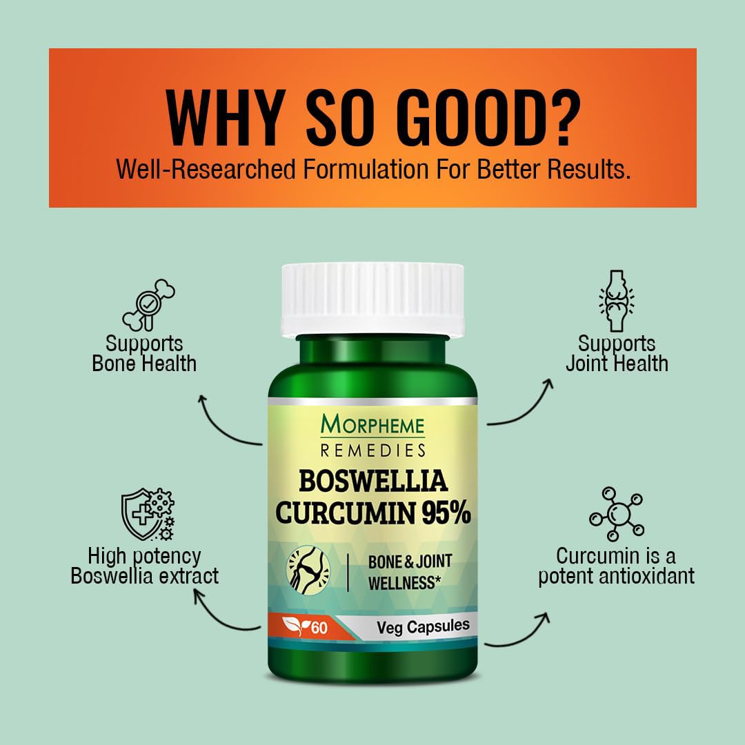 Morpheme Remedies Boswellia Curcumin 95% Bone and Joint Wellness - 60 Veg Capsules