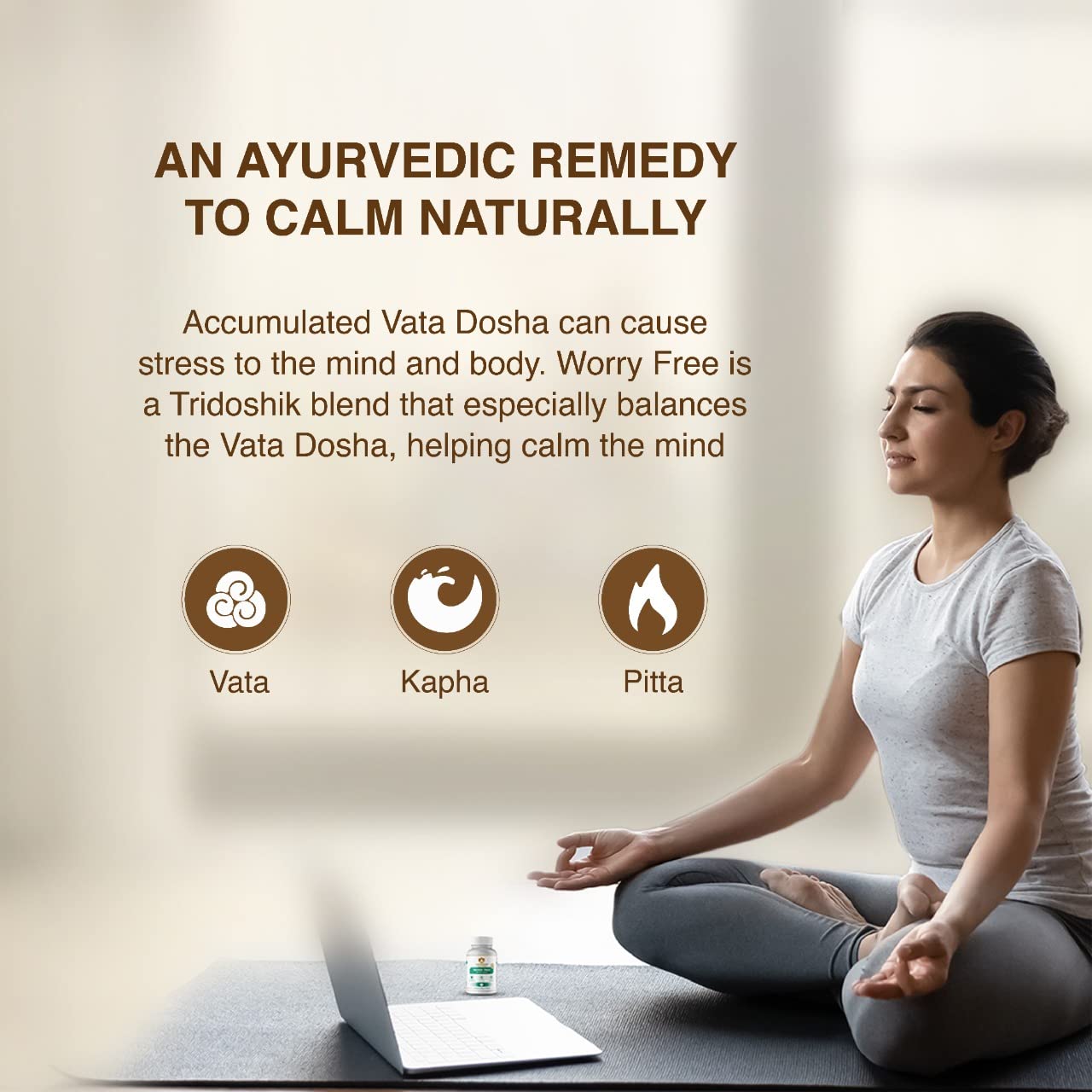 Maharishi Ayurveda Worry Free (60 Tablets) For Brain Health Support, alertness, memory, anxiety and stress