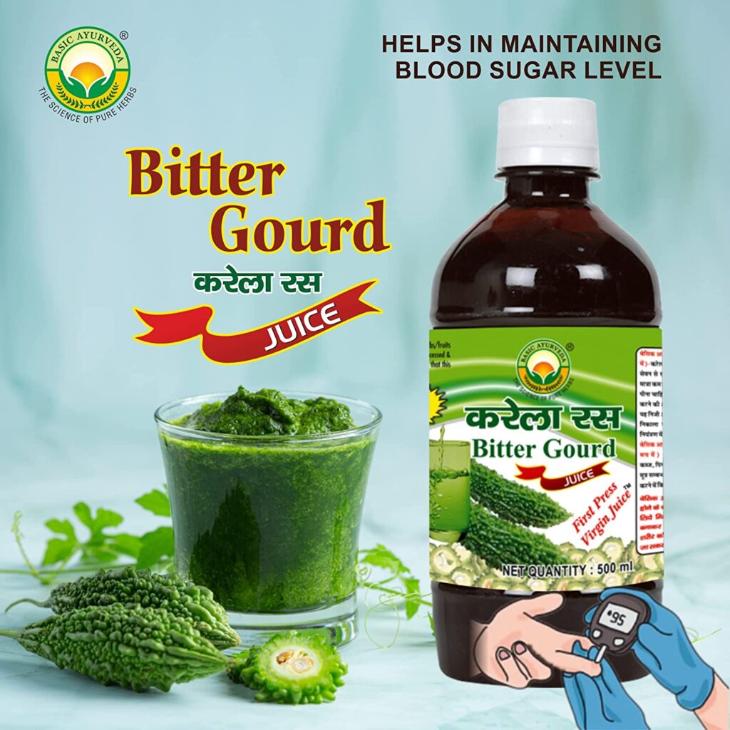 Basic Ayurveda Bitter Gourd Juice 500 ml For Immunity and Digestion, blood sugar levels and bad cholesterol levels.