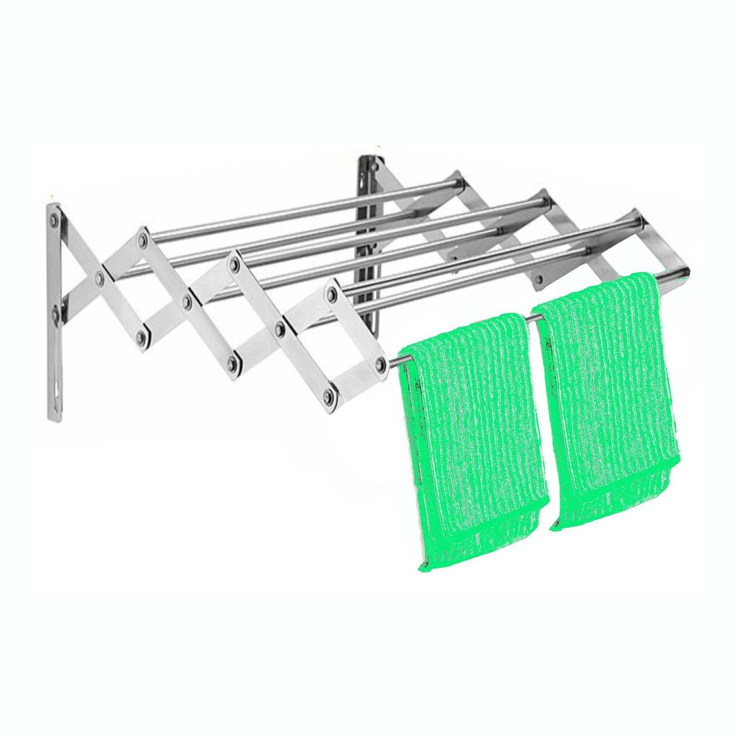 Drumstone (𝐒𝐩𝐞𝐜𝐢𝐚𝐥 𝟏𝟓 𝐘𝐞𝐚𝐫𝐬 𝐖𝐚𝐫𝐫𝐚𝐧𝐭𝐲 Stainless Steel Wall Mounted Foldable Zig Zag Clothes Drying Stand | Heavy Duty 7 Rod 2 Feet Towel & Laundry Rack | Balcony