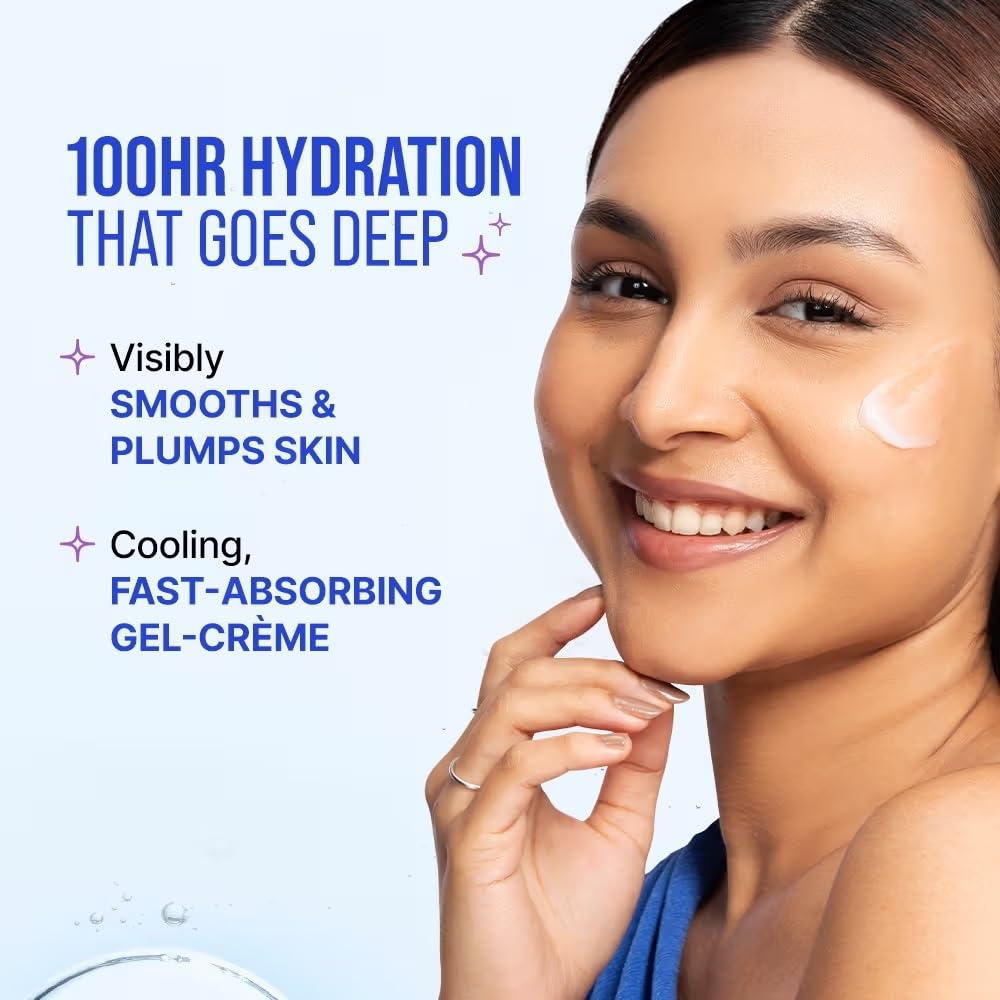 Nykaa Skin Hydra Plump Water Gel Creme Moisturiser, 100Hr Hydration, for Normal, Dry & Combination Skin, 50ml