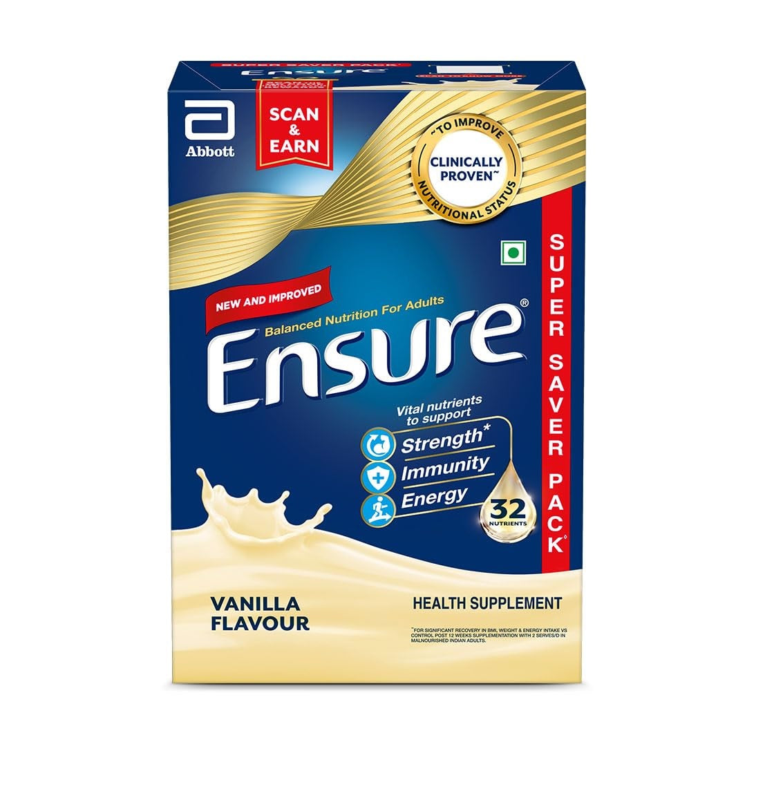 Pack of 2 Ensure Vanilla Flavored Nutritional Powder 950gm Nutrition for Balanced Diet & Daily Health Support