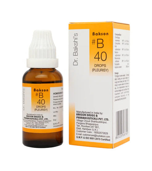 Bakson B40 Pleurisy Drops (30ml) For Chest Pain, Dry Cough, Suffocation, Difficult Breathing