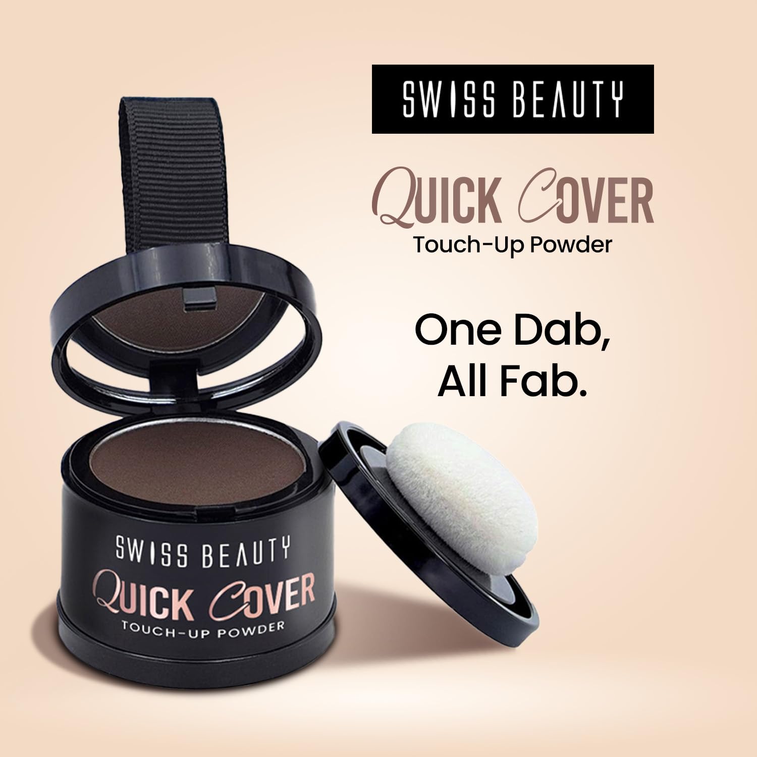 Swiss Beauty Quick Cover Touch-Up Powder | Covers Grey Roots & Bald Spots Instantly | Highly Pigmented | Ideal For Both Men & Women | Long-Lasting | Matte Finish | Shade- Smoky Black, 4g