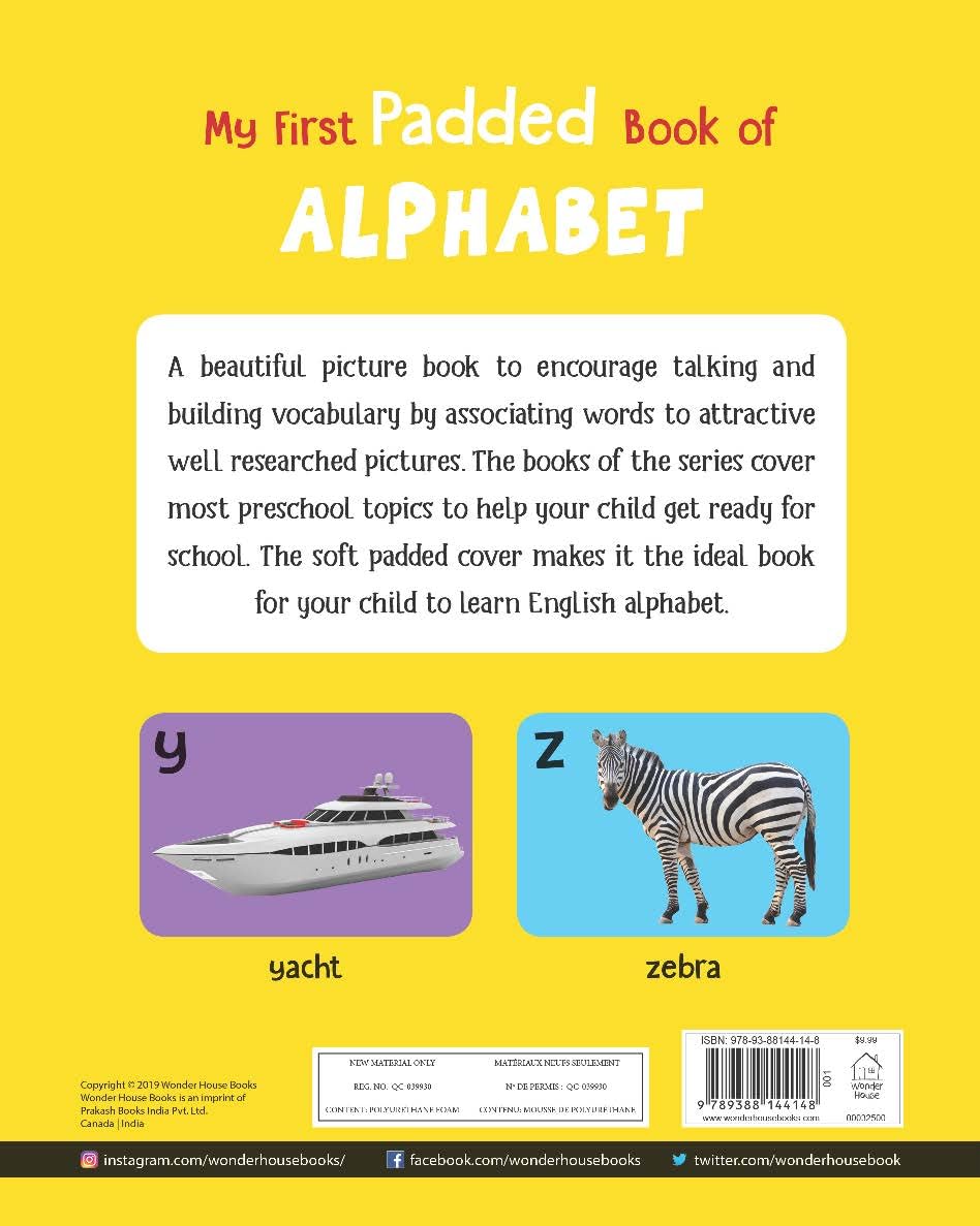 My First Padded Book of Alphabet: Early Learning Board Book for Kids | Durable Padded Board Book  | Hardcover