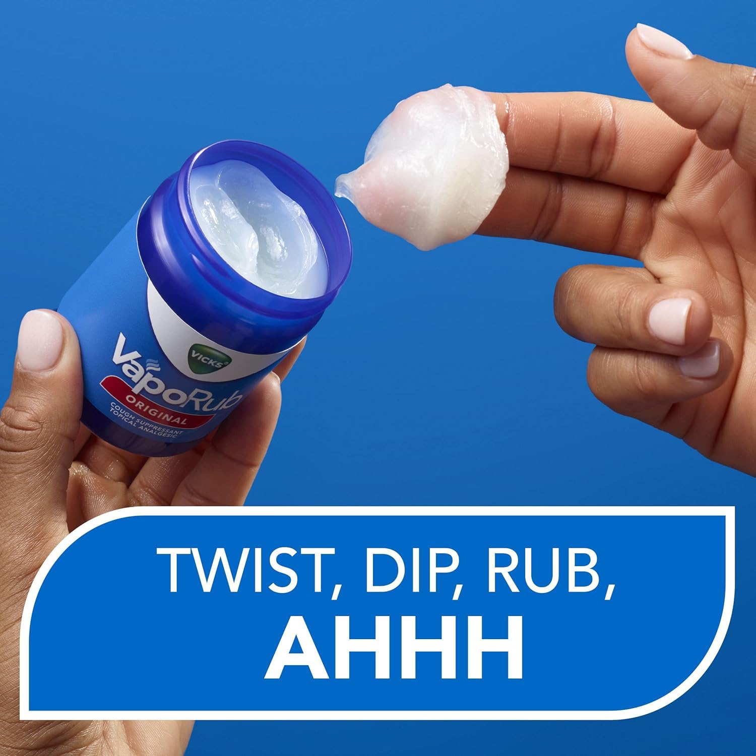 Vicks Vaporub Relief From Cold, Cough, Blocked Nose, Headache, Body ache, Muscular stiffness and Breathing difficulty, 105ml