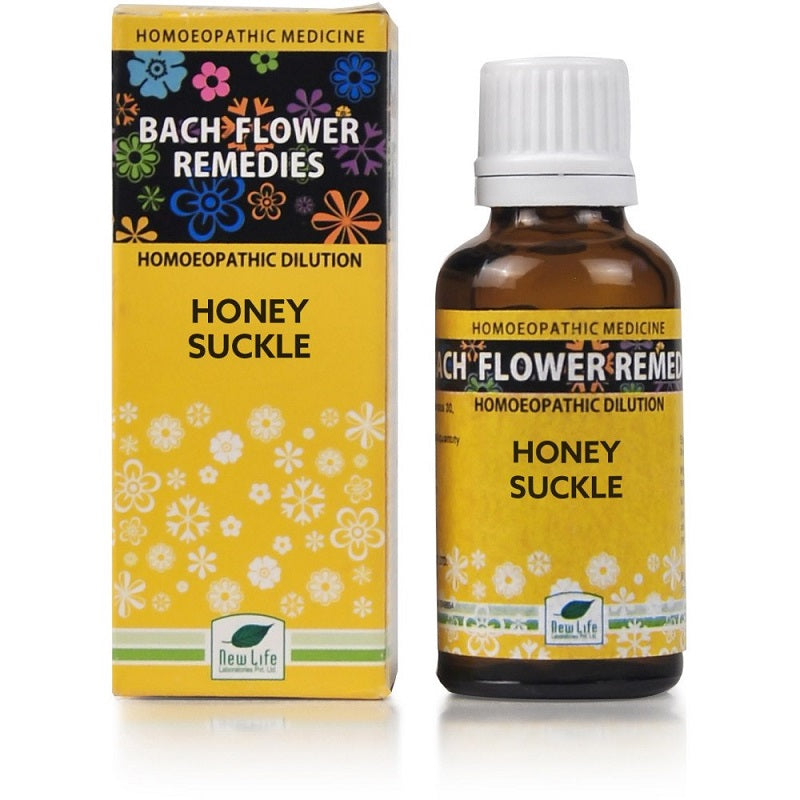 New Life Bach Flower Honey Suckle (30ml) For sadness, constant crying, keeps thinking about past, Homesick