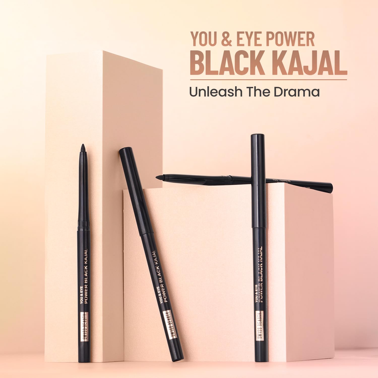 SWISS BEAUTY You & Eye Power Black Pencil Kajal | Waterproof & Smudge-Proof | 24 Hour Stay | Matte Finish Black Kajal | 0.30gm