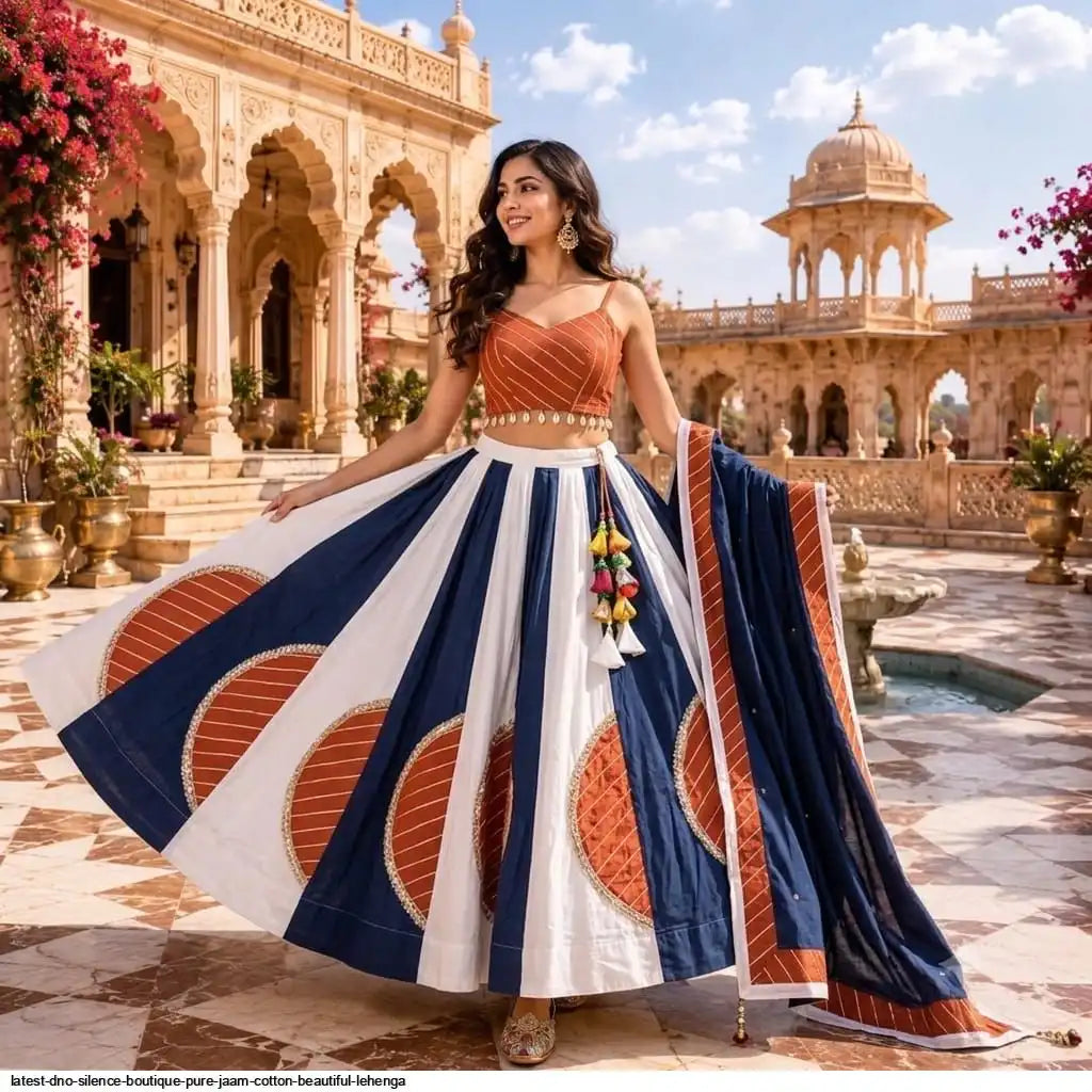 LATEST DNO SILENCE BOUTIQUE PURE JAAM COTTON BEAUTIFUL LEHENGA Size L