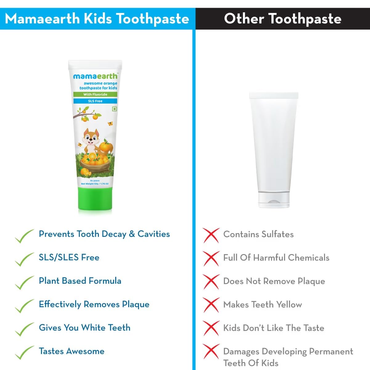 Mamaearth Toothpaste for Kids Awesome Orange 4+ years 50gm (Pack of 2)
