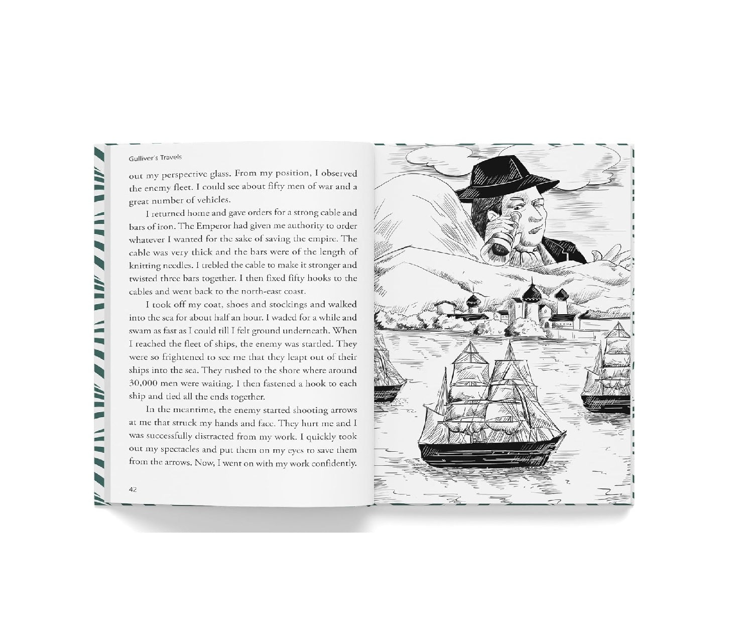 Gulliver Travels : Illustrated Abridged Children Classics English Novel with Review Questions Hardcover Book