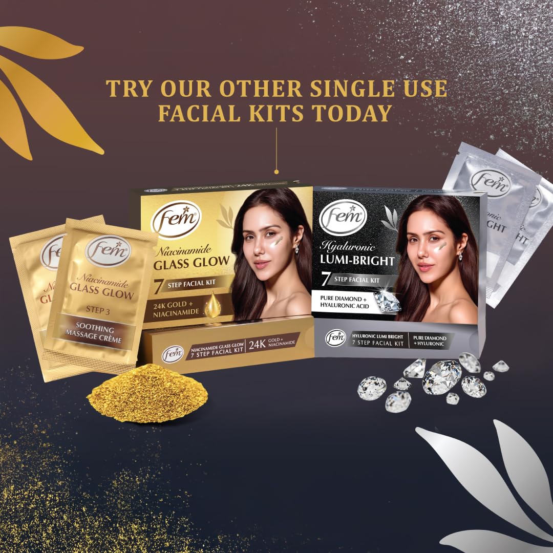 Fem Glass Glow Facial Kit with 24K Gold & Niacinamide – 35ml