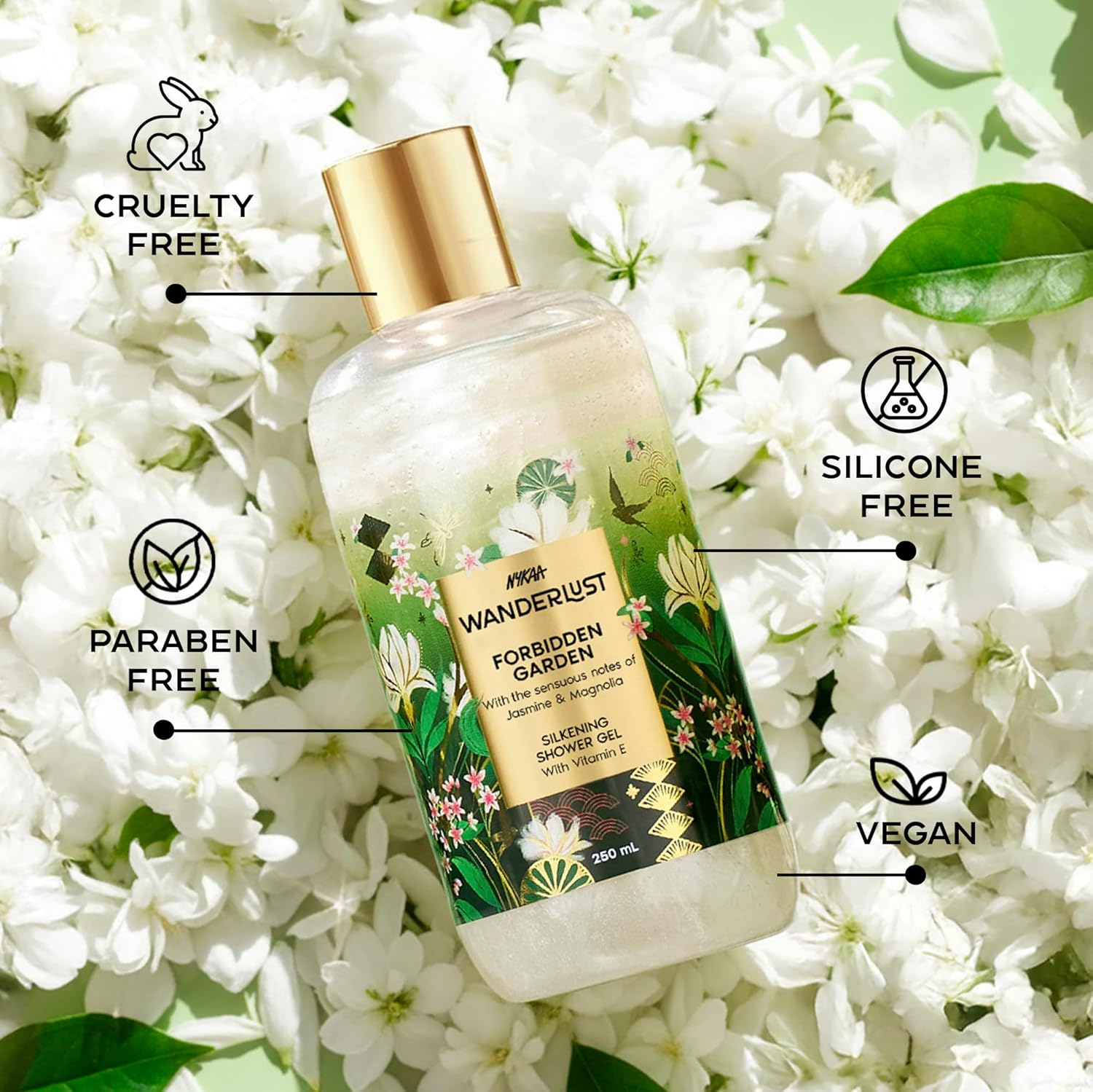 Nykaa Wanderlust Forbidden Garden Body Wash for Women | Hydrating & Barrier Repair with Vitamin E & Glycerine | Gentle Cleanser for Nourished, Refreshing Skin | 250ml | Paraben-Free & Vegan