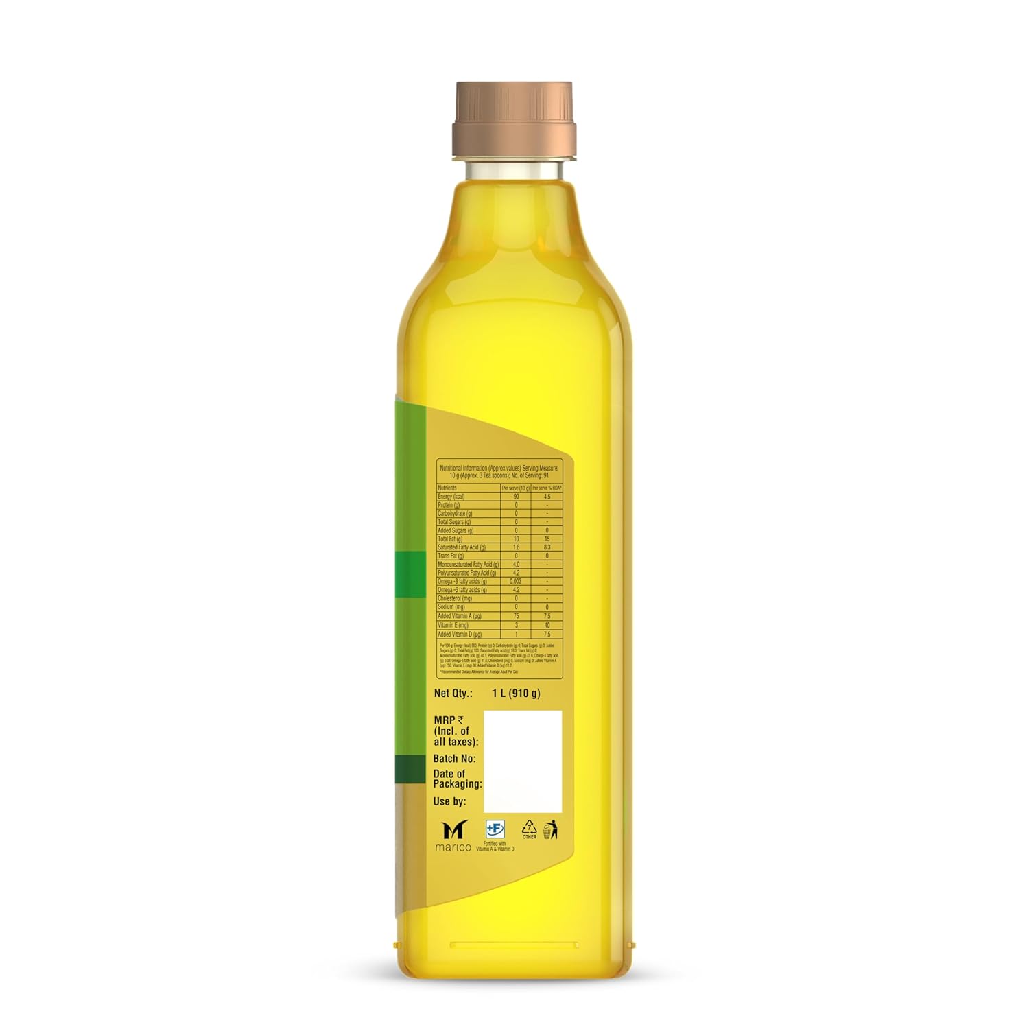 Saffola Cold Pressed Oil, Goodness of 2 - Groundnut & Safflower | Helps Lower Cholesterol, Make Easy-To-Digest Food | 1L Pet Bottle