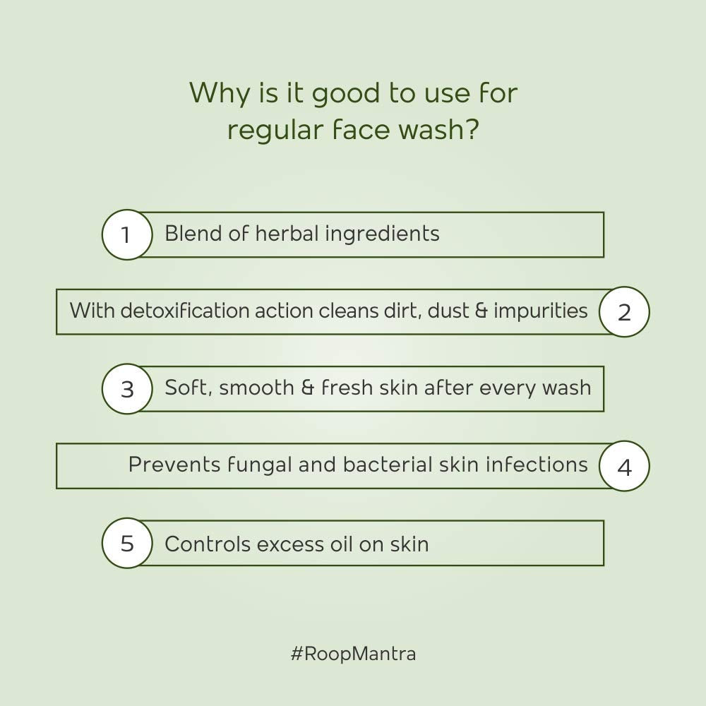 Roop Mantra Face Wash | Neem for Acne & Pimples, Anti Bacterial Skin | 115ml